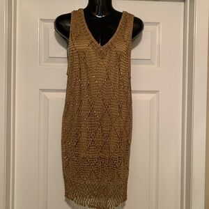 🌸 HOST PICK 🌸Dazzling Shimmering Gold Beaded Long Crocheted Top
